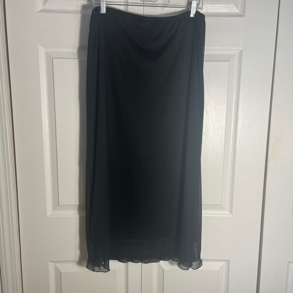Metaphor Y2K Sheer Overlay Maxi Skirt Women XL Black Sequin Embellished Fairy